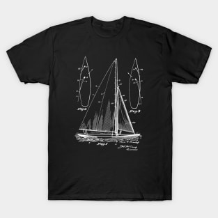 Sailing Boat Vintage Patent Hand Drawing T-Shirt